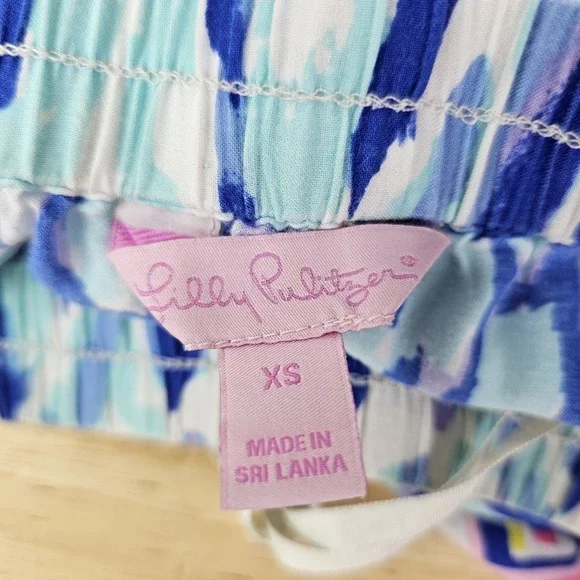Lilly Pulitzer Quincy Serene Blue Tropi Call Me Dress Womens XS Engineered Print - Picture 2 of 7